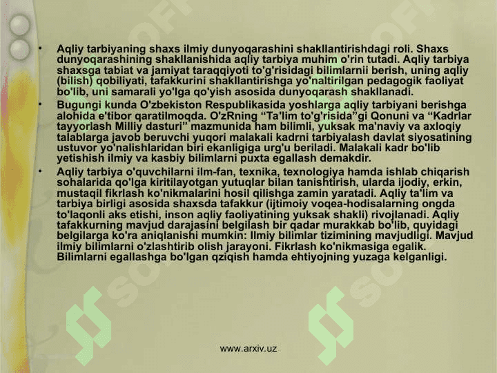 Shaxs dunyoqarashini shakllantirish 3