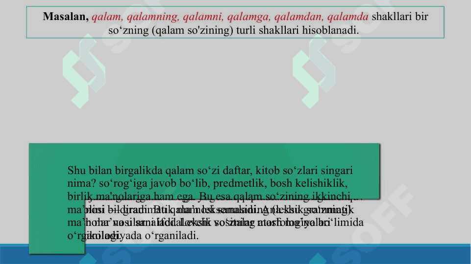Morfologiya. So‘z turkumlari. Fe’l - so’z turkumi 4