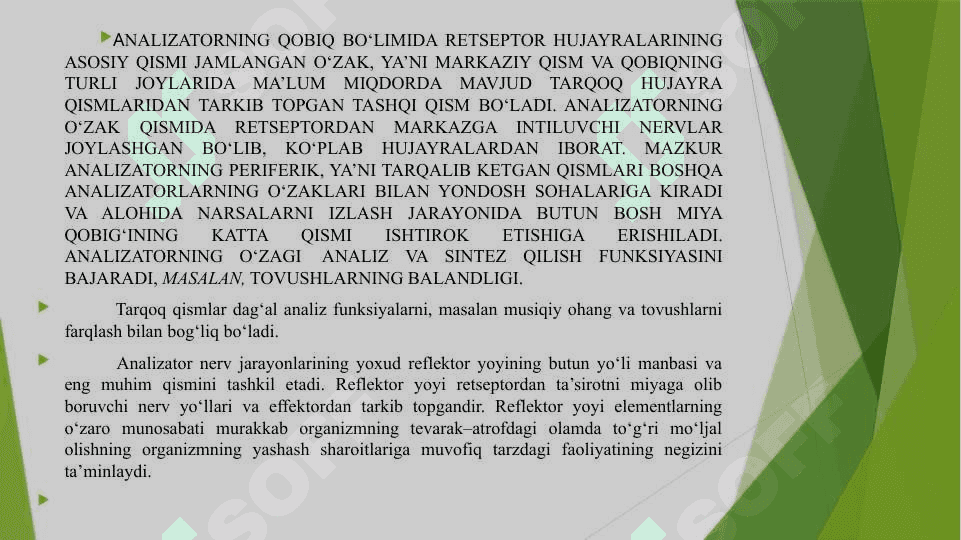 Sezgi turlari ularning tasnifi 6