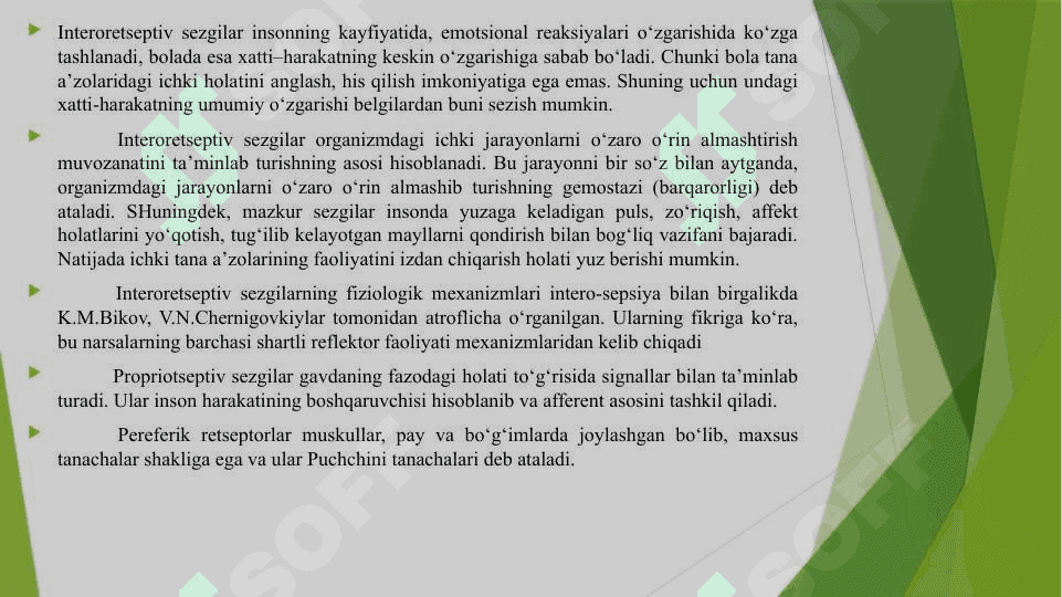 Sezgi turlari ularning tasnifi 8