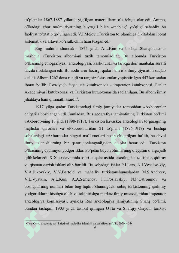 SOVETLAR DAVRIDA O‘ZBEKISTONDA ETNOGRAFIYAGA OID TADQIQOTLAR. 6