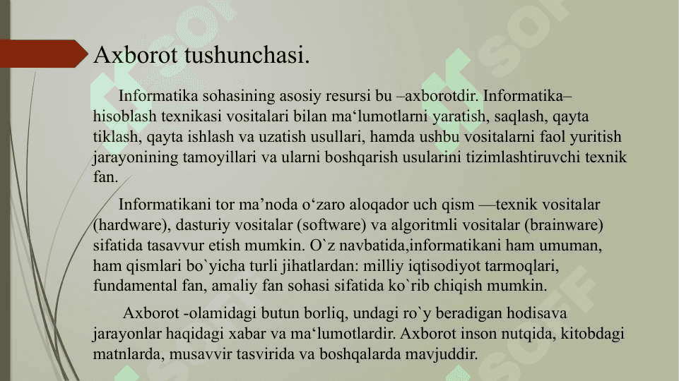 Axborot texnologiyalarini kasbiy faoliyatda qo’llanilishi  fanining predmeti, maqsadi va vazifalari. Zamonaviy kompyuter texnikasi. 4