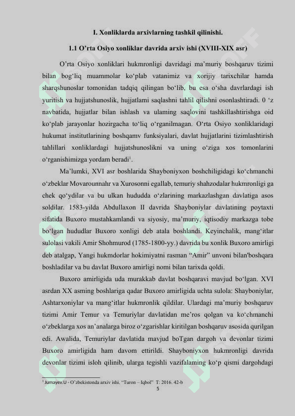 O’rta Osiyo xonliklari davrida arxiv ishi kurs ishi 5