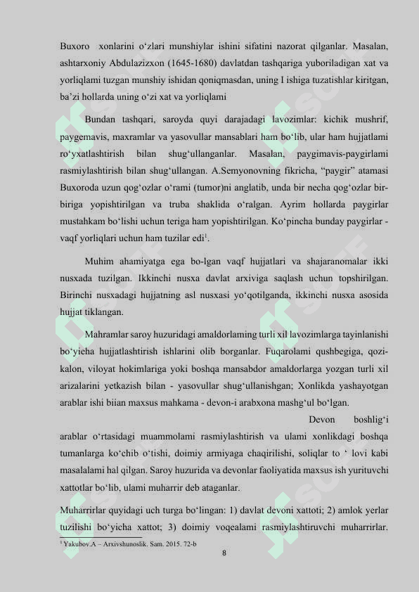O’rta Osiyo xonliklari davrida arxiv ishi kurs ishi 8