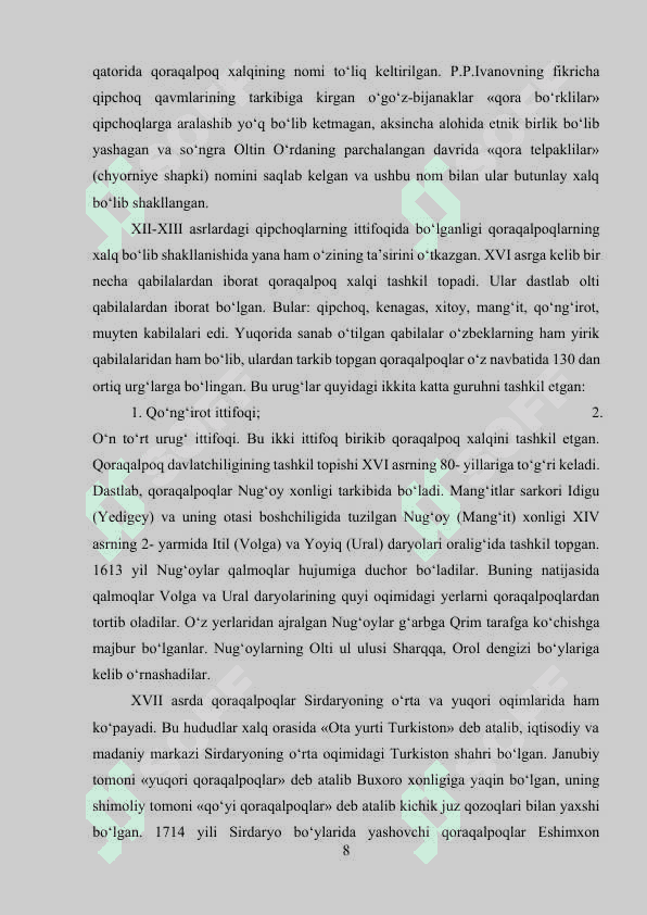 Qoraqalpoq xalqining shakillanishi 8