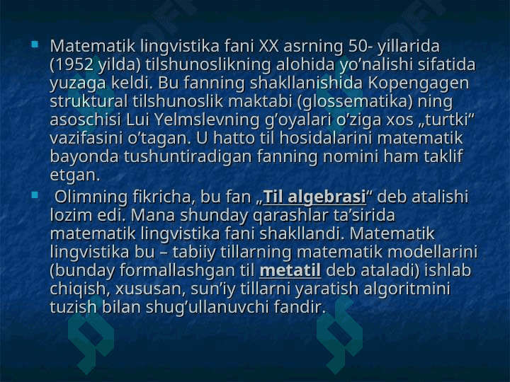 Matematik lingvistika fanining mazmun-mohiyati 4