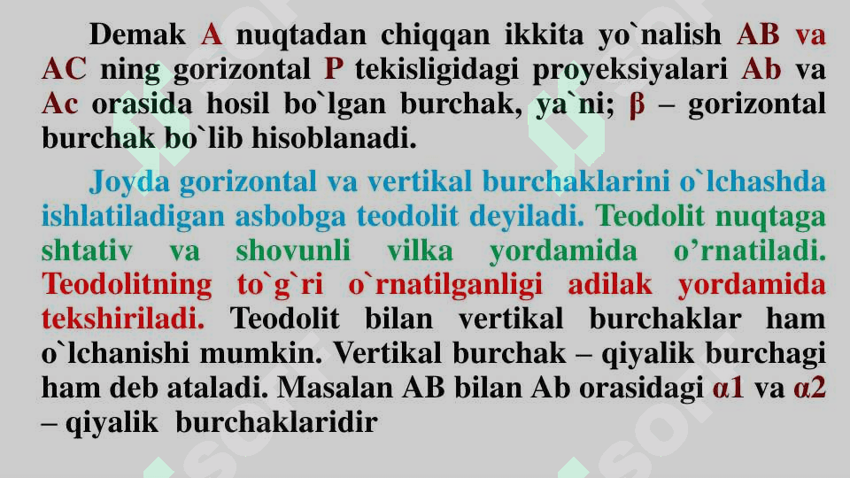 Gorizontal va vertikal burchak o‘lchash 6