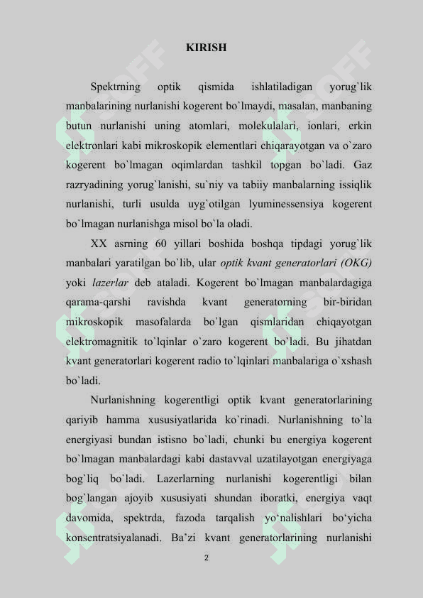 LAZER NURLANISHINIG XARAKTERISTIKALARI 2