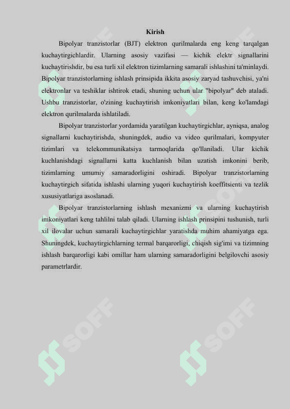 Bipolyar tranzistorlarda yasalgan kuchaytirgichlar 3