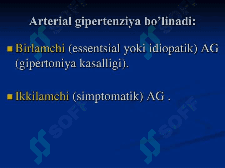 Arterial gipertenziya, gipertoniya kasalligi va buyrakka bogʻliq arterial gipertenziya etiologiyasi, patogenezi va klassifikatsiyasi 3