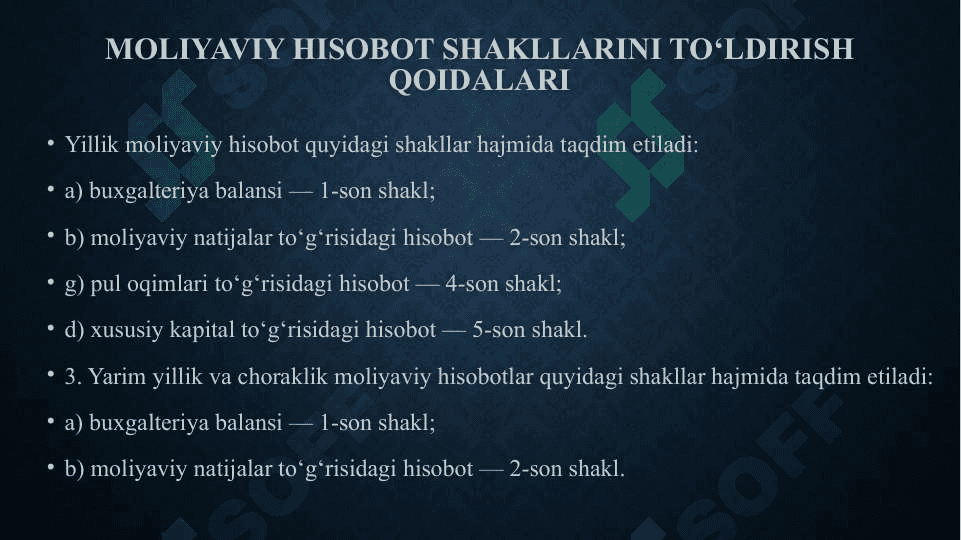 MOLIYAVIY HISOBOT SHAKLLARI VA MOLIYAVIY HISOBOTNI BAHOLASH ME'ZONLARI 4