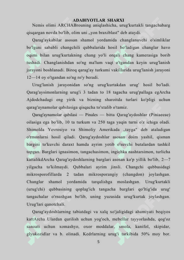 Qarag’aytoifa o’simliklar bo’limi 5