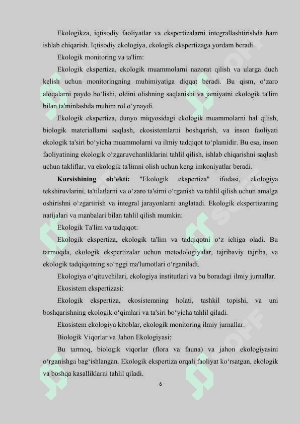 Ekologik ekspertizaning tarkibiy qismlari va tarmoqlari 6