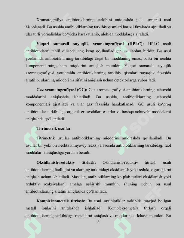 antibiotiklarning kimyoviy tahlili 8
