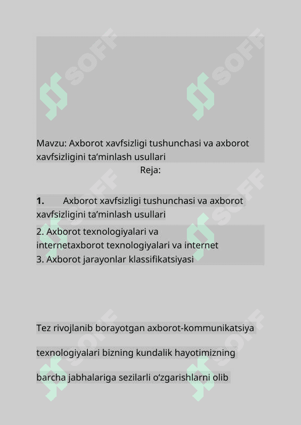 Axborot xavfsizligi tushunchasi va axborot xavfsizligini ta’minlash usullari 2