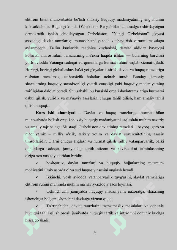 Davlat va huquq ramzlarini hurmat qilish huquqiy madaniyat yuksakligi kòrsatgich 4