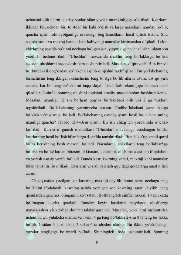 Boshlang'ich sinflarda kasr tushunchasi elementlarini o'rgatish metodikasi 7
