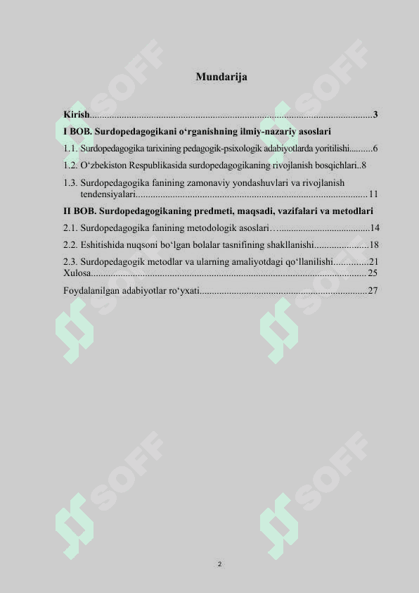 Kurs ishi - Surdopedagogikaning predmeti, maqsadi, vazifalari va metodlari 2