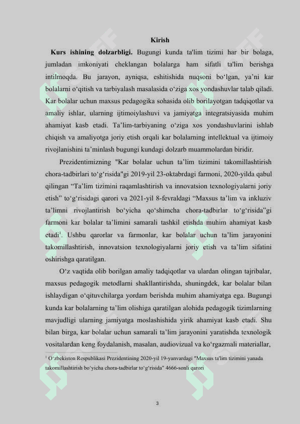 Kurs ishi - Surdopedagogikaning predmeti, maqsadi, vazifalari va metodlari 3