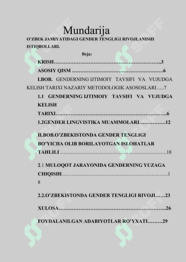 O’ZBEK JAMIYATIDAGI GENDER TENGLIGI RIVOJLANISHI ISTIQBOLLARI 2