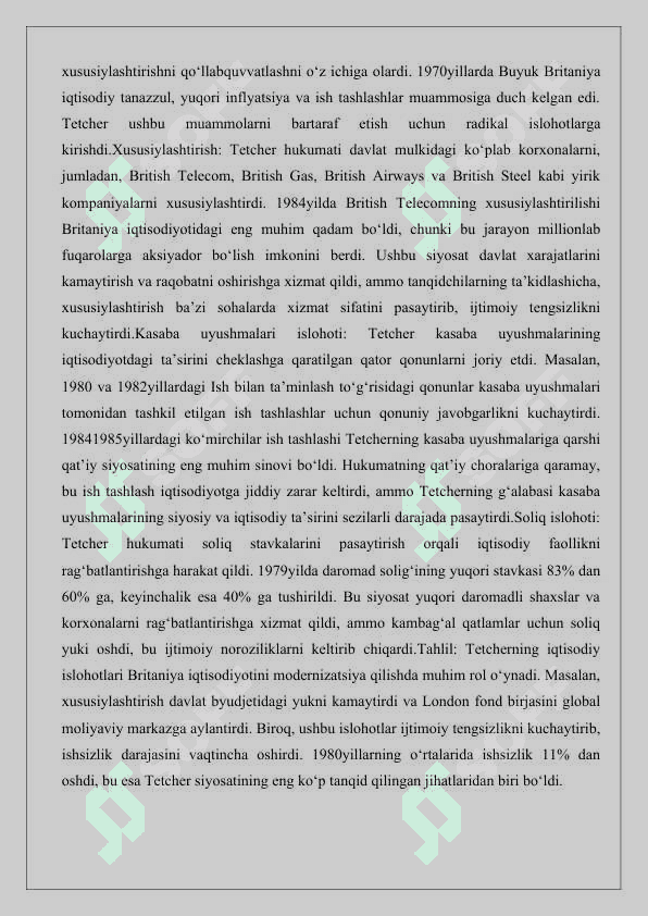 M.Tetcherning ichki va tashqi siyosati 25 3