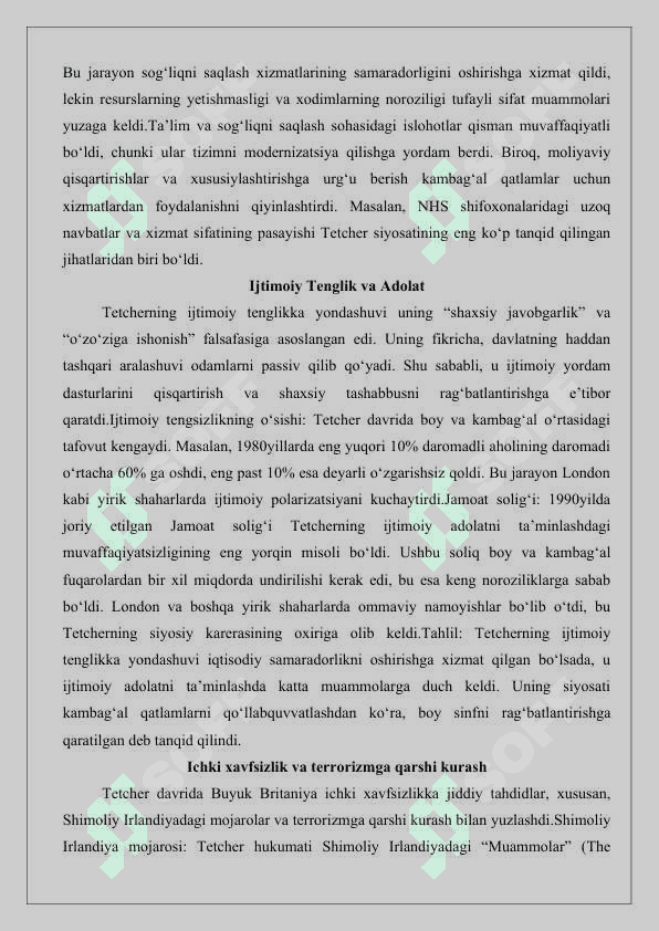 M.Tetcherning ichki va tashqi siyosati 25 5