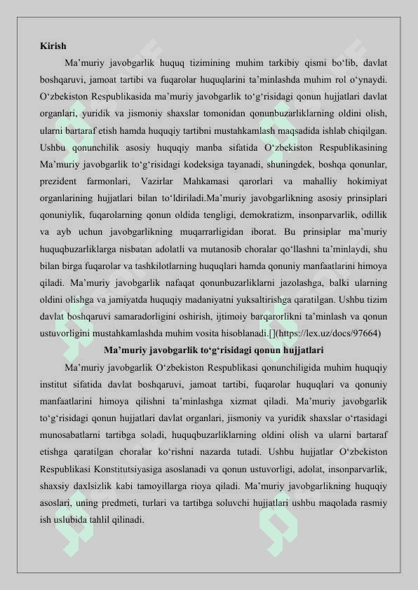 Ma’muriy javobgarlik to‘g‘risidagi qonun hujjatlari va uning prinsiplari.25 2