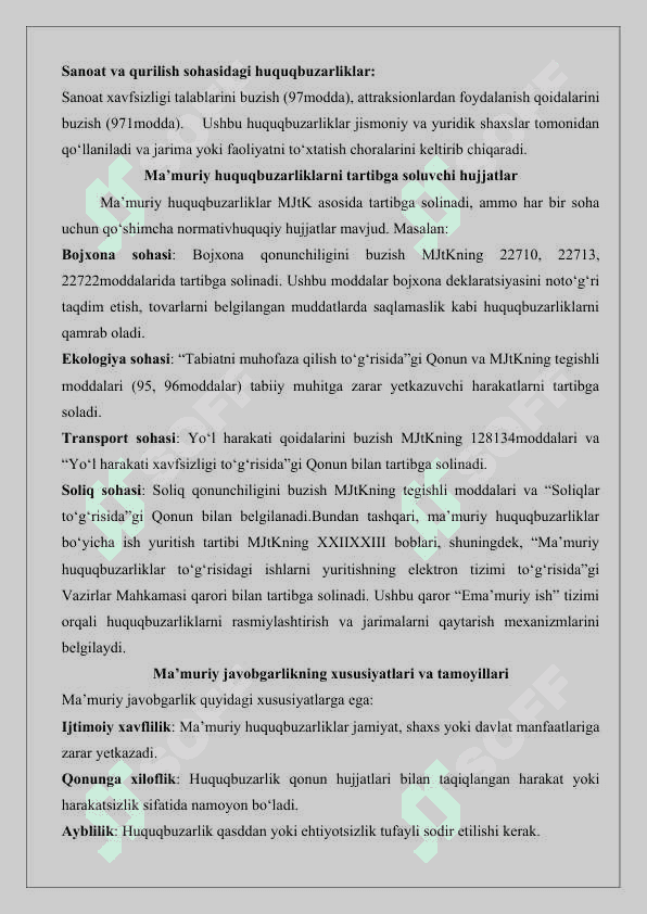 Ma’muriy javobgarlik to‘g‘risidagi qonun hujjatlari va uning prinsiplari.25 6