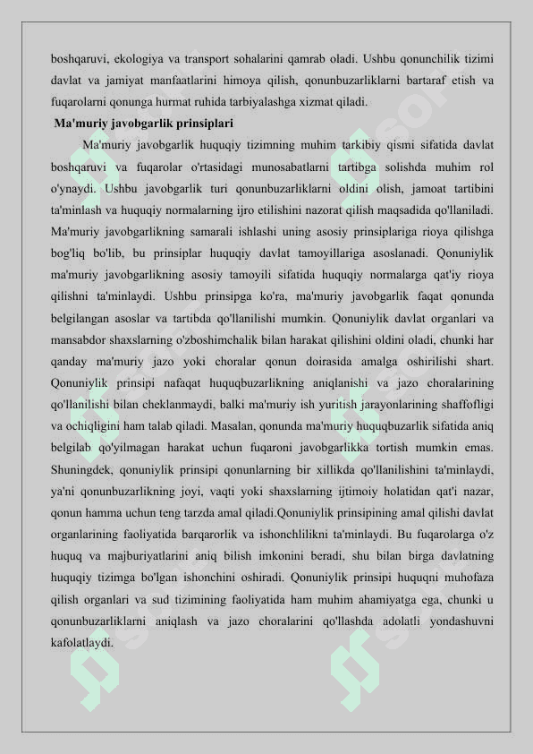 Ma’muriy javobgarlik to‘g‘risidagi qonun hujjatlari va uning prinsiplari.25 8