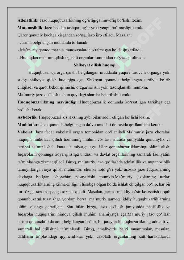 Ma’muriy jazo choralari va uning maqsadi 25 5