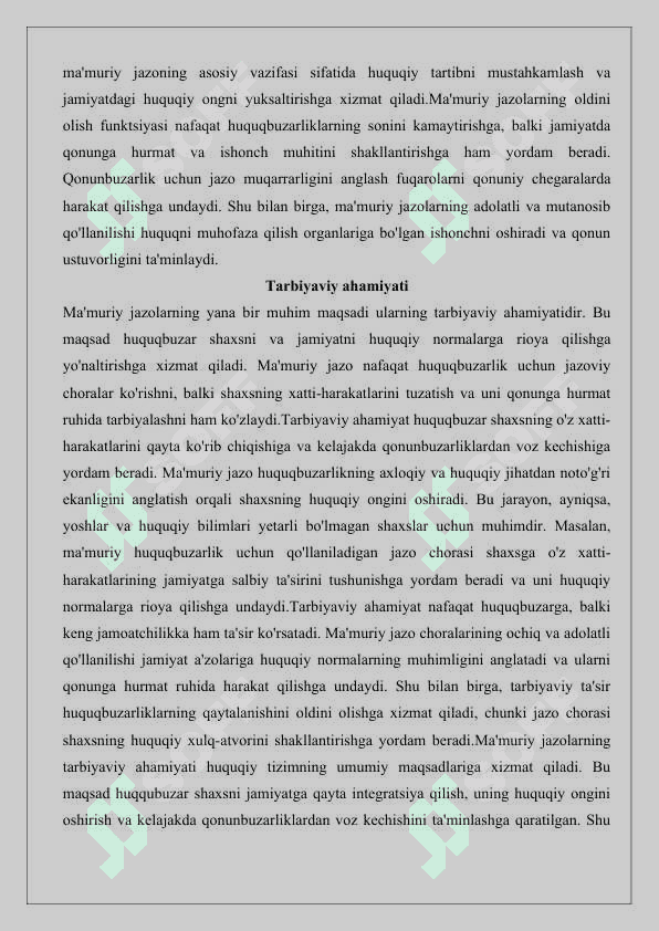 Ma’muriy jazo choralari va uning maqsadi 25 7