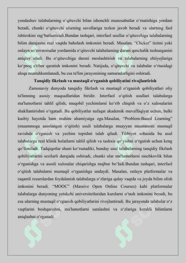 Interfaol o‘qitish oliy ta’lim tizimida o‘quv jarayonini jadallashtirish omili sifatida 25 6