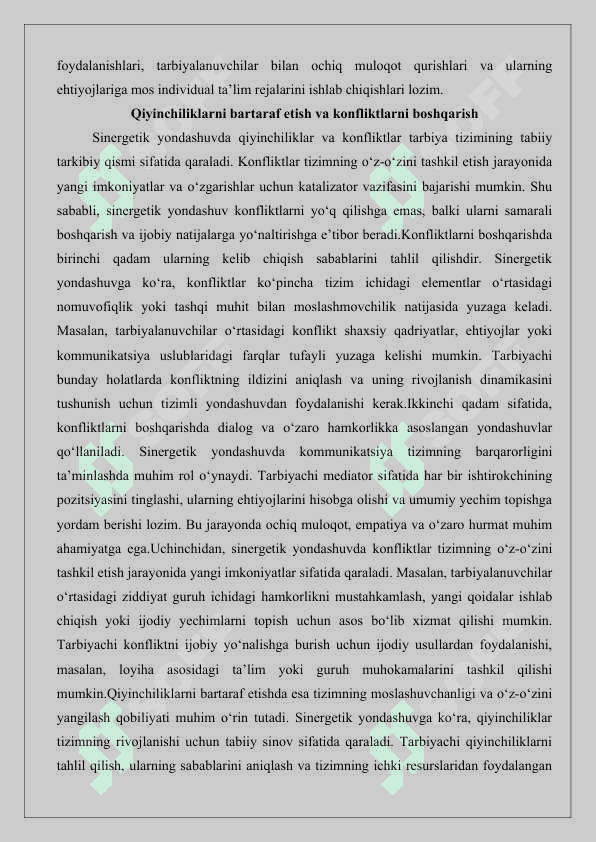 Sinergetik yondashuv asosida tarbiya jarayonini tashkil etish yo‘llari 25 8