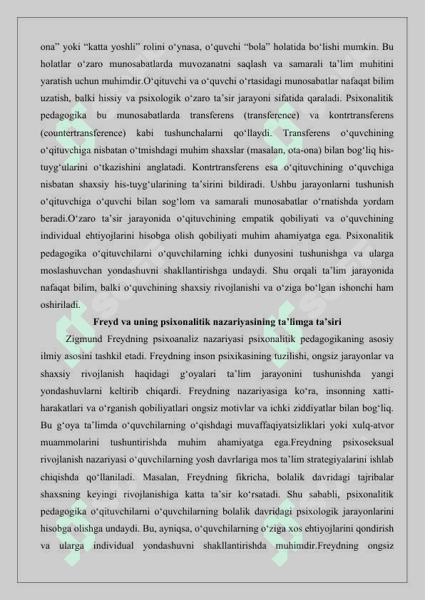 Psixonalitik pedagogikaning konseptual asoslari.25 7