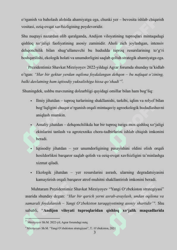ANDIJON VILOYATI TUPROQLARIDAN  QISHLOQ XOʻJALIK MAQSADLARIDA FOYDALANISHNING IQTISODIY GEOGRAFIK TAHLILI 3