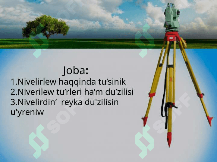 Elektron nivelirlerdin' du'zilisi, tekseriliwi  ha'm onda  o'lshew jumislarin  orinlaw. Nivelir reyka du'zilisin u'yreniw 2