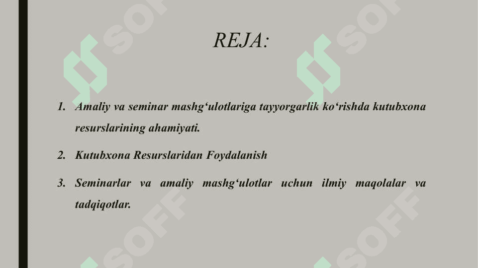 Amaliy va seminar mashg'ulotlariga tayyorgarlik ko'rish uchun kutubxonada ishlash 2