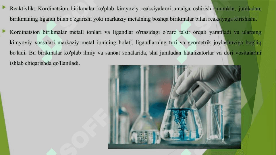 KORDINATSION BIRIKMALARNING OLINISHI VA KIMYOVIY XOSSALARI 8