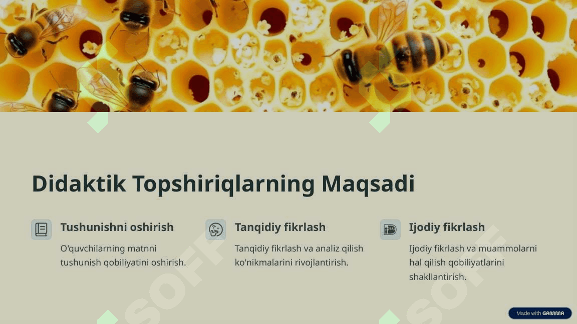 "Arining qasosi" asari bo'yicha Didaktik topshiriqlar 2