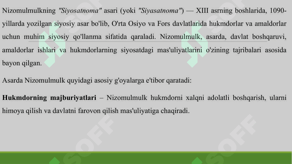NIZOMULMULKNING SIYOSATNOMA ASARI 3