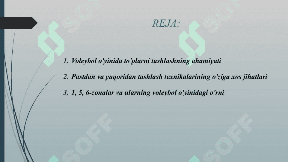 VOLEYBOL TO’PINI PASTDAN VA YUQORIDAN 1 5 6- ZONLARGA TASHLASH TEXNIKASI 2