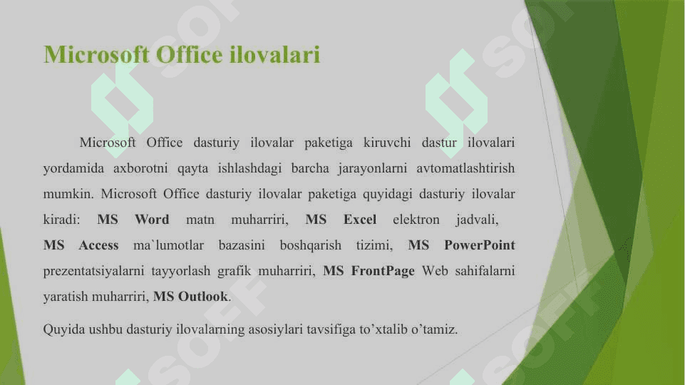 Windows tizimi muhitida matnli axborotlarni yaratish va tahrirlash. Microsoft Word dasturi 2