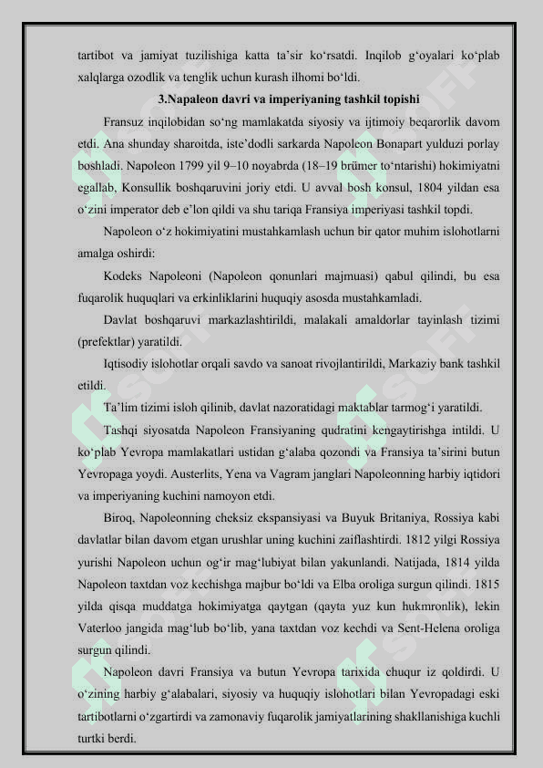 YANGI DAVRDA FRANSIYA TARIXIY RIVOJLANISHNING VOQEA VA JARAYONLARI 8