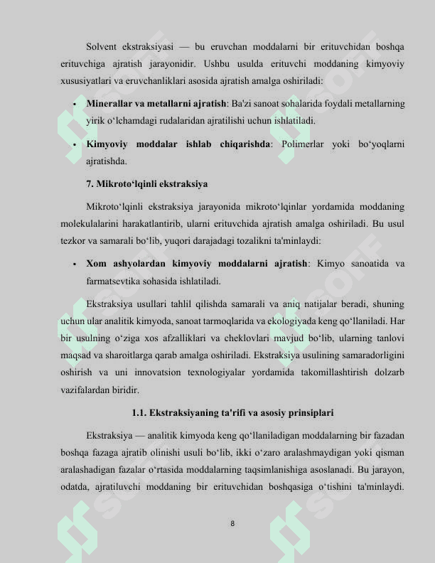 Ekstraksiya usuli 8