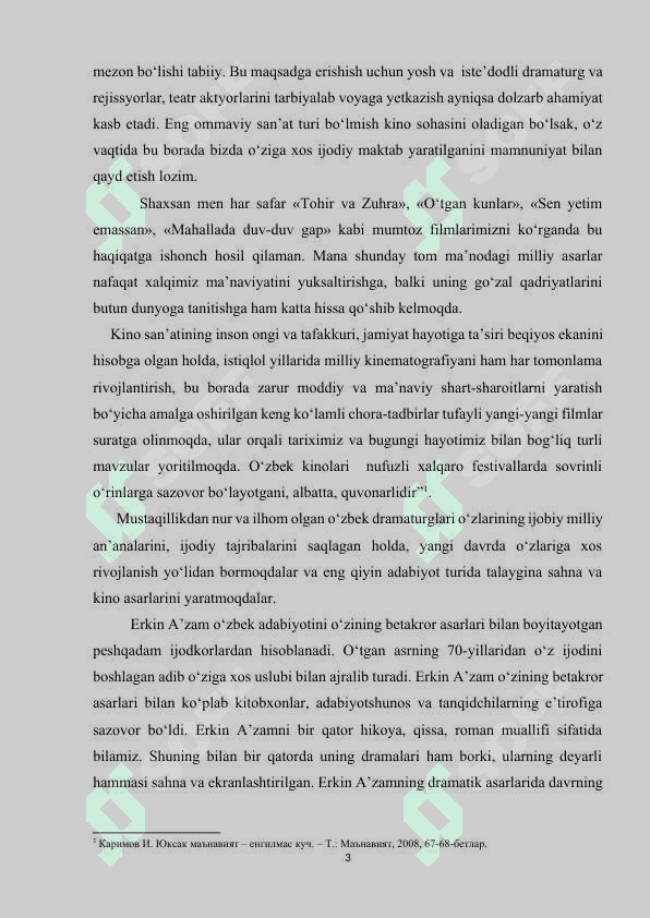 Hozirgi o'zbek adabiyotida drama janrining o'ziga xos xususiyatlari (Erkin A’zam dramalari misolida) 3
