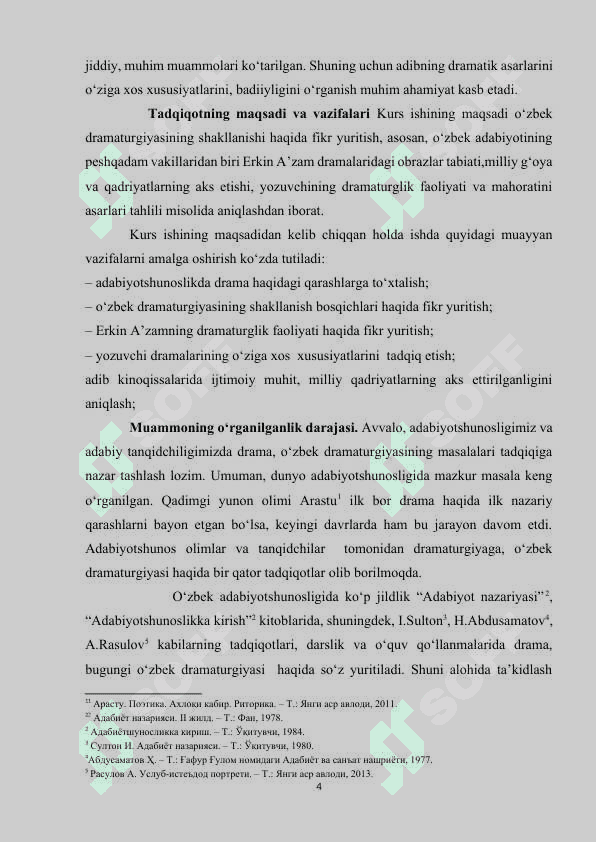 Hozirgi o'zbek adabiyotida drama janrining o'ziga xos xususiyatlari (Erkin A’zam dramalari misolida) 4