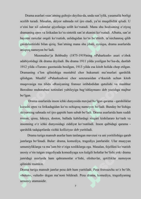 Hozirgi o'zbek adabiyotida drama janrining o'ziga xos xususiyatlari (Erkin A’zam dramalari misolida) 7