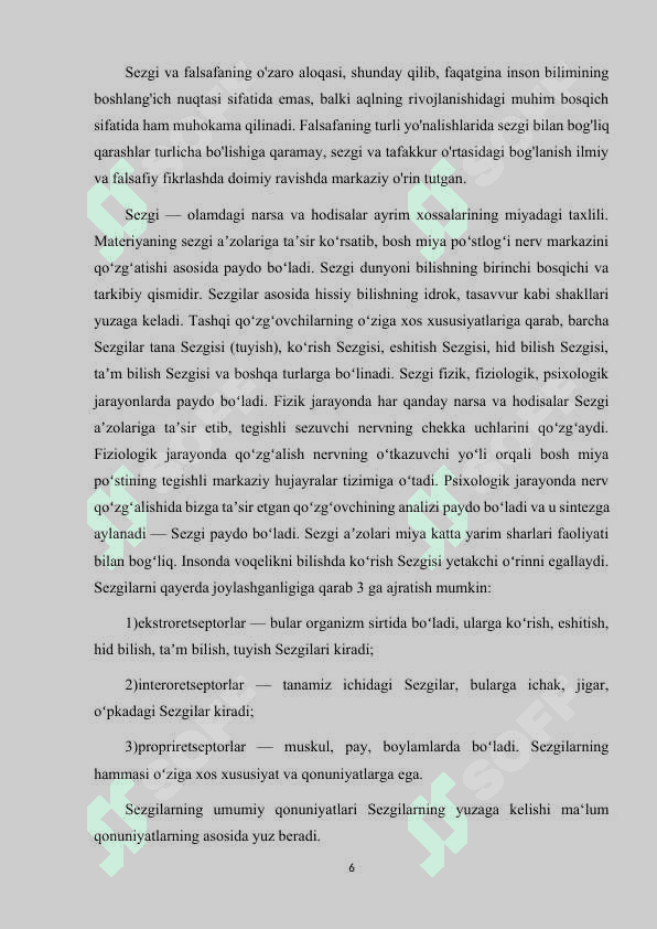 SEZGIGA FALSAFAVIY QARASHLAR 6