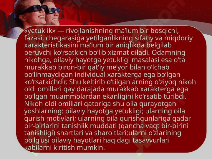 Nikohgacha bo’lgan davr 4