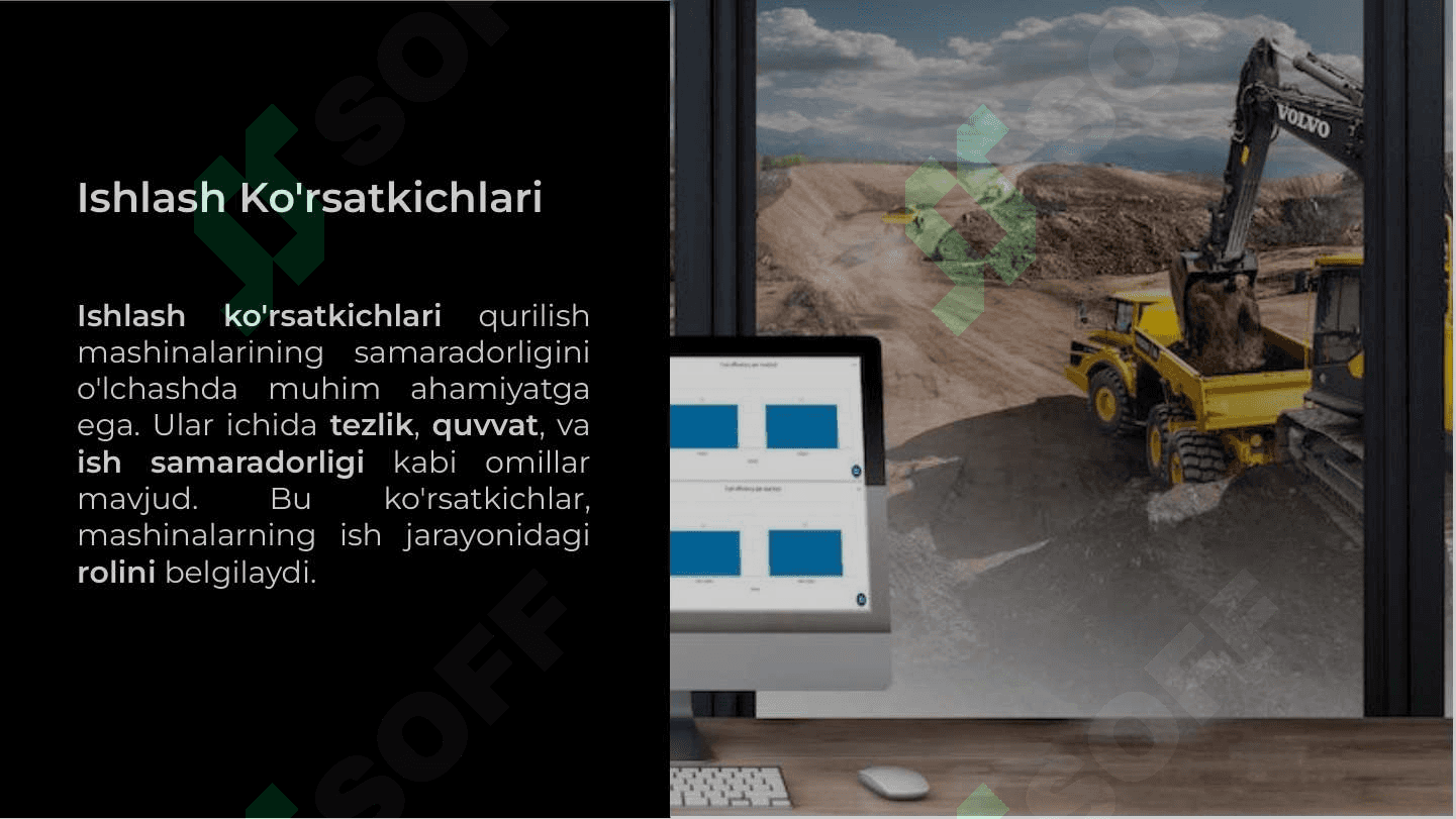 Qurilish mashinalari ishining ko'rsatkichlari 4